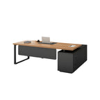 ArvionFurn L-Shaped Executive Desk Set with Side Cabinet, Filing Cabinets & Office Chair
