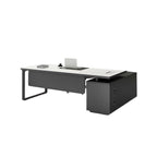 ArvionFurn L-Shaped Executive Desk Set with Side Cabinet, Filing Cabinets & Office Chair