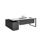 ArvionFurn L-Shaped Executive Desk Set with Side Cabinet, Filing Cabinets & Office Chair