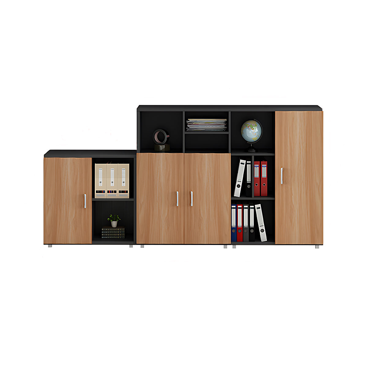 ArvionFurn L-Shaped Executive Desk Set with Side Cabinet, Filing Cabinets & Office Chair