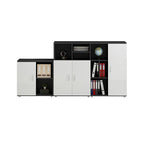 ArvionFurn L-Shaped Executive Desk Set with Side Cabinet, Filing Cabinets & Office Chair