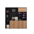 ArvionFurn L-Shaped Executive Desk Set with Side Cabinet, Filing Cabinets & Office Chair