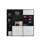 ArvionFurn L-Shaped Executive Desk Set with Side Cabinet, Filing Cabinets & Office Chair
