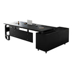 ArvionFurn L-Shaped Manager Desk with 3.2cm Thick Top & Extra-Large Storage Cabinet