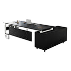 ArvionFurn L-Shaped Manager Desk with 3.2cm Thick Top & Extra-Large Storage Cabinet