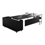 ArvionFurn L-Shaped Manager Desk with 3.2cm Thick Top & Extra-Large Storage Cabinet