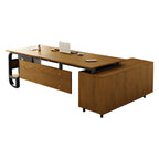 ArvionFurn L-Shaped Manager Desk with 3.2cm Thick Top & Extra-Large Storage Cabinet