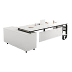 ArvionFurn L-Shaped Manager Desk with 3.2cm Thick Top & Extra-Large Storage Cabinet