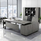 ArvionFurn L-Shaped Manager Desk with 3.2cm Thick Top & Extra-Large Storage Cabinet