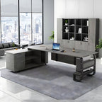 ArvionFurn L-Shaped Manager Desk with 3.2cm Thick Top & Extra-Large Storage Cabinet