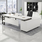 ArvionFurn L-Shaped Manager Desk with 3.2cm Thick Top & Extra-Large Storage Cabinet