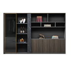 ArvionFurn Luxury L-Shaped Executive Desk with Aluminum Trim & Champagne Gold Cable Box
