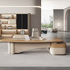 ArvionFurn Luxury Executive Desk, 180–320cm, 50mm Curved Top & Solid Wood Veneer Edging