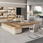 ArvionFurn Luxury Executive Desk, 180–320cm, 50mm Curved Top & Solid Wood Veneer Edging