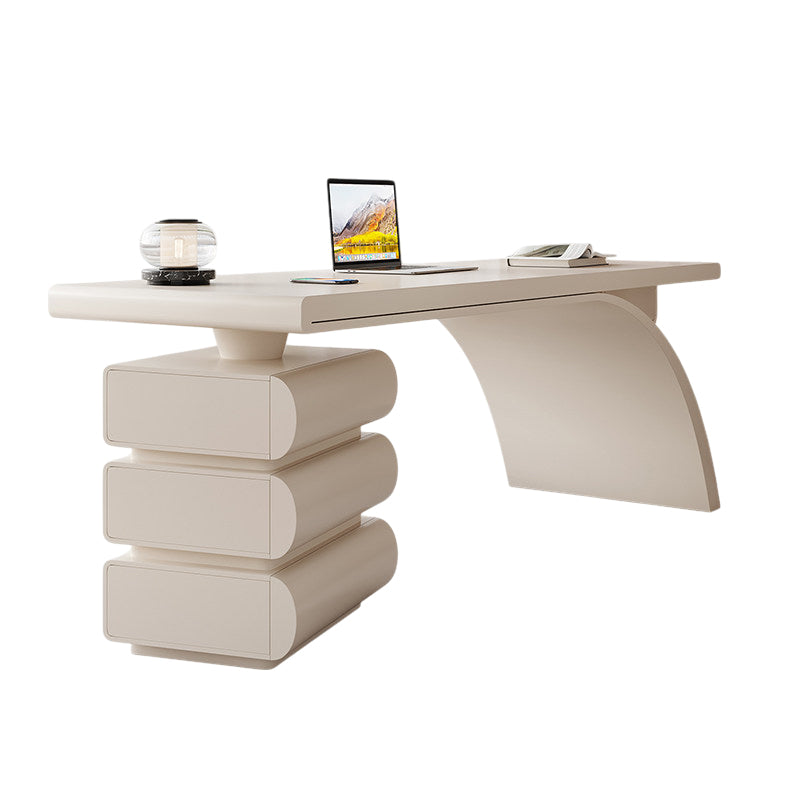 Cream Style Modern Solid Wood Desk Luxury Office Table 140–200cm