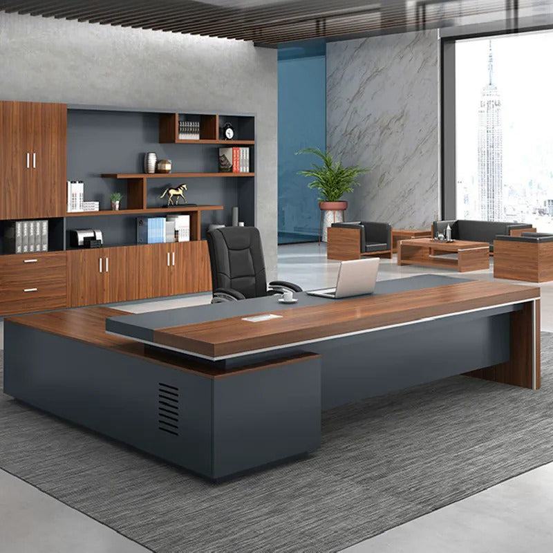 ArvionFurn L-Shaped Executive Desk Set, 160–300cm, Optional Side Cabinet & Office Chair