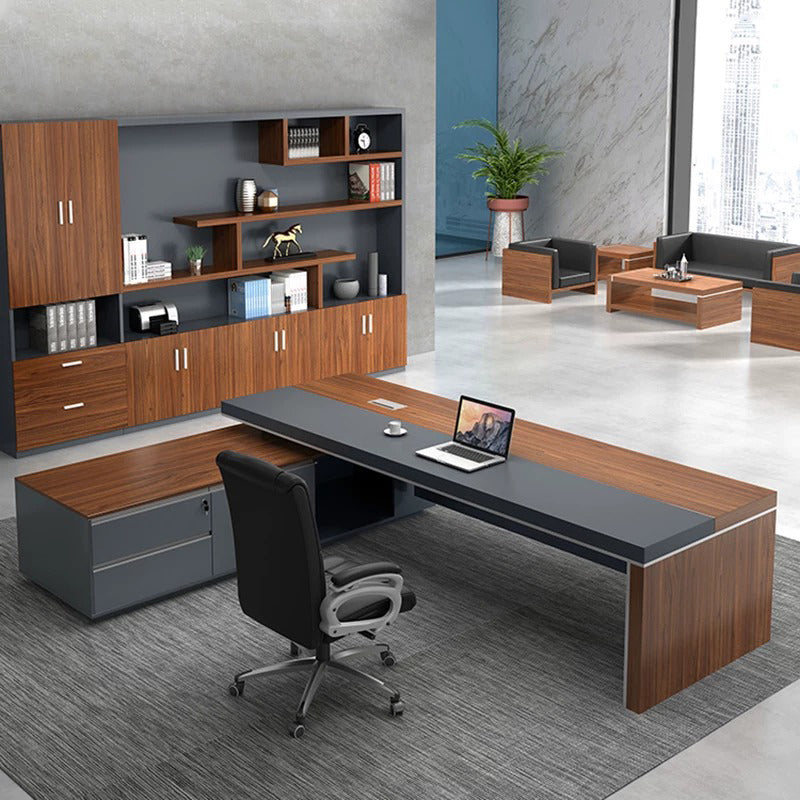 ArvionFurn L-Shaped Executive Desk Set, 160–300cm, Optional Side Cabinet & Office Chair