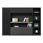 ArvionFurn Black L-Shaped Executive Desk, 180–260cm, Optional Office Chair & Filing Cabinet