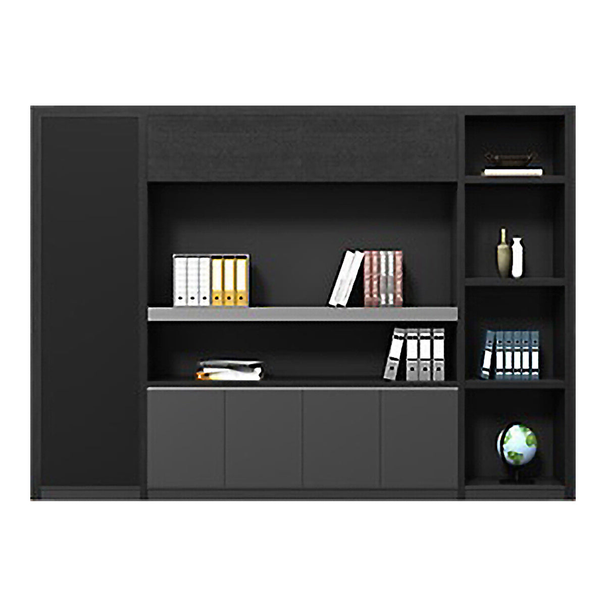 ArvionFurn Black L-Shaped Executive Desk, 180–260cm, Optional Office Chair & Filing Cabinet