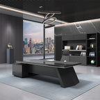 ArvionFurn Black L-Shaped Executive Desk, 180–260cm, Optional Office Chair & Filing Cabinet
