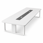 Modern Rectangular Conference Table with Cable Management Box and Steel Frame