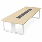 Modern Rectangular Conference Table with Cable Management Box and Steel Frame