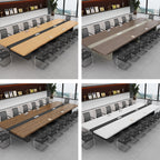 Large Conference Table and Chair Set with Rounded Corners and Custom Sizes for Office Meeting Rooms