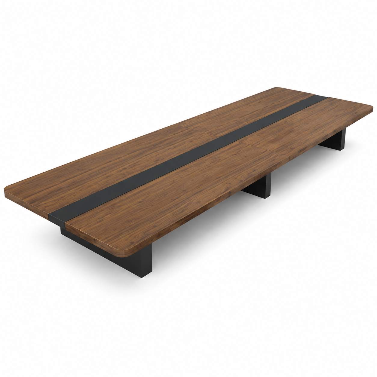 Large Conference Table and Chair Set with Rounded Corners and Custom Sizes for Office Meeting Rooms