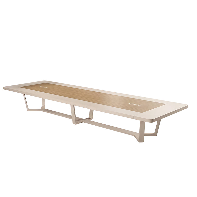 ArvionFurn Large Conference Table, 2.4–7m, 50mm Curved Two-Tone Top & Geometric Leg Meeting Room Table