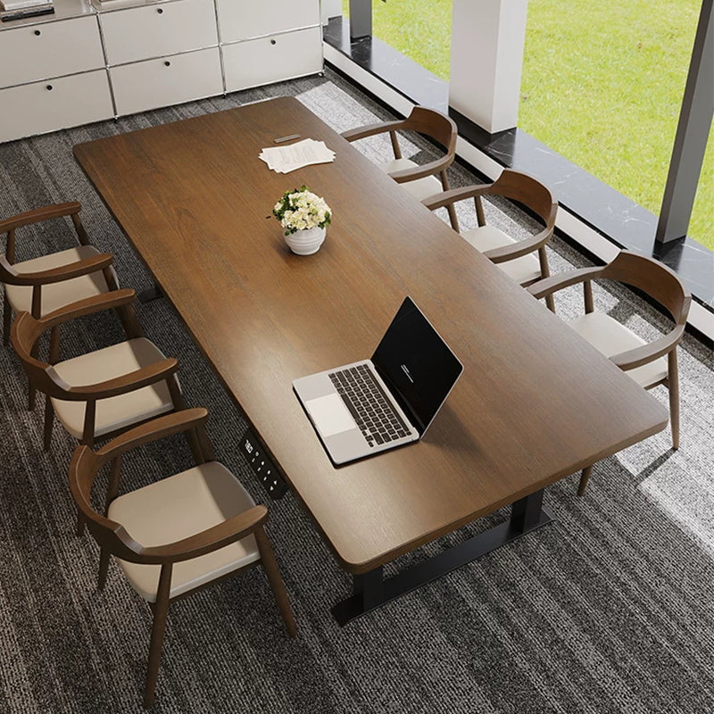 ArvionFurn Electric Height Adjustable Desk, 160–240cm Solid Wood Standing Table & 45mm Thick Top