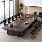 ArvionFurn Modern Meeting Table, 2.4–7m, 50mm Thick Two-Tone Top with Open Storage