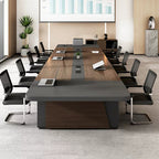 ArvionFurn Modern Meeting Table, 2.4–7m, 50mm Thick Two-Tone Top with Open Storage
