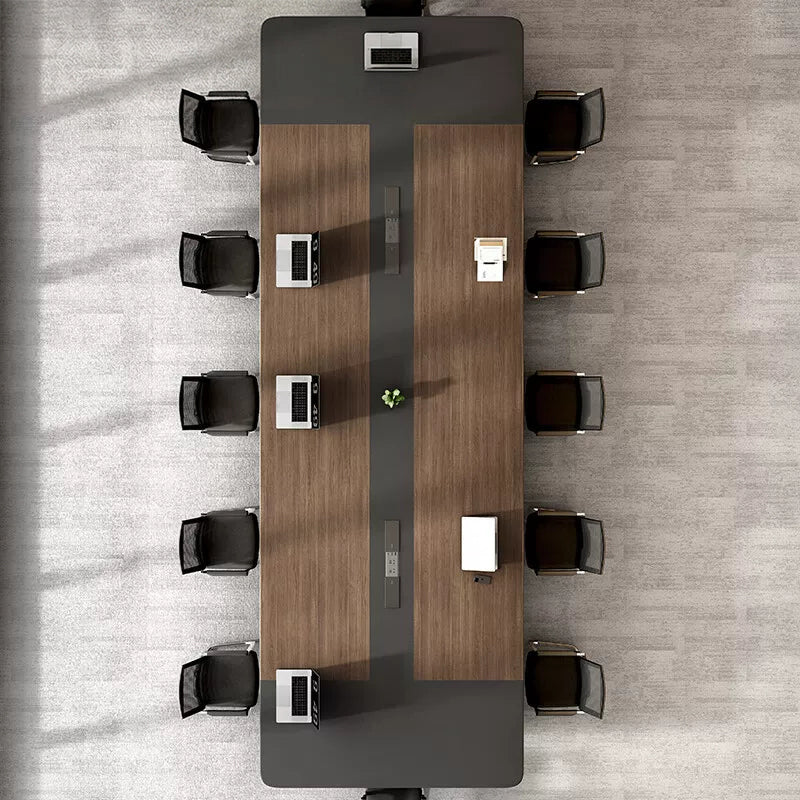 ArvionFurn Modern Meeting Table, 2.4–7m, 50mm Thick Two-Tone Top with Open Storage