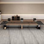 ArvionFurn Modern Meeting Table, 2.4–7m, 50mm Thick Two-Tone Top with Open Storage