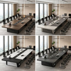 ArvionFurn Modern Meeting Table, 2.4–7m, 50mm Thick Two-Tone Top with Open Storage