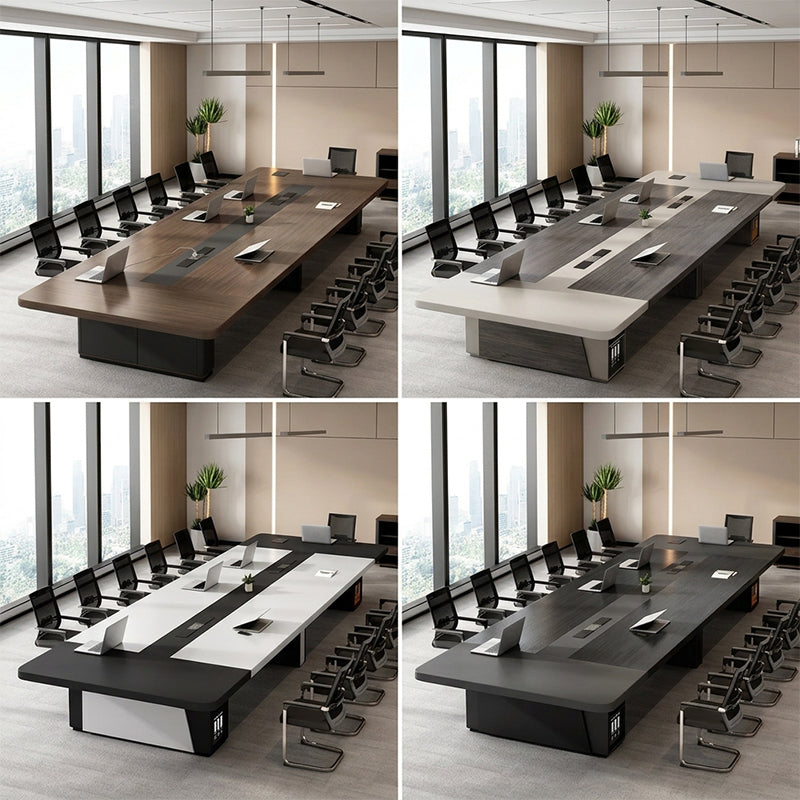 ArvionFurn Modern Meeting Table, 2.4–7m, 50mm Thick Two-Tone Top with Open Storage