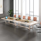 ArvionFurn Large Conference Table, 2.4–7m, 50mm Curved Two-Tone Top & Geometric Leg Meeting Room Table