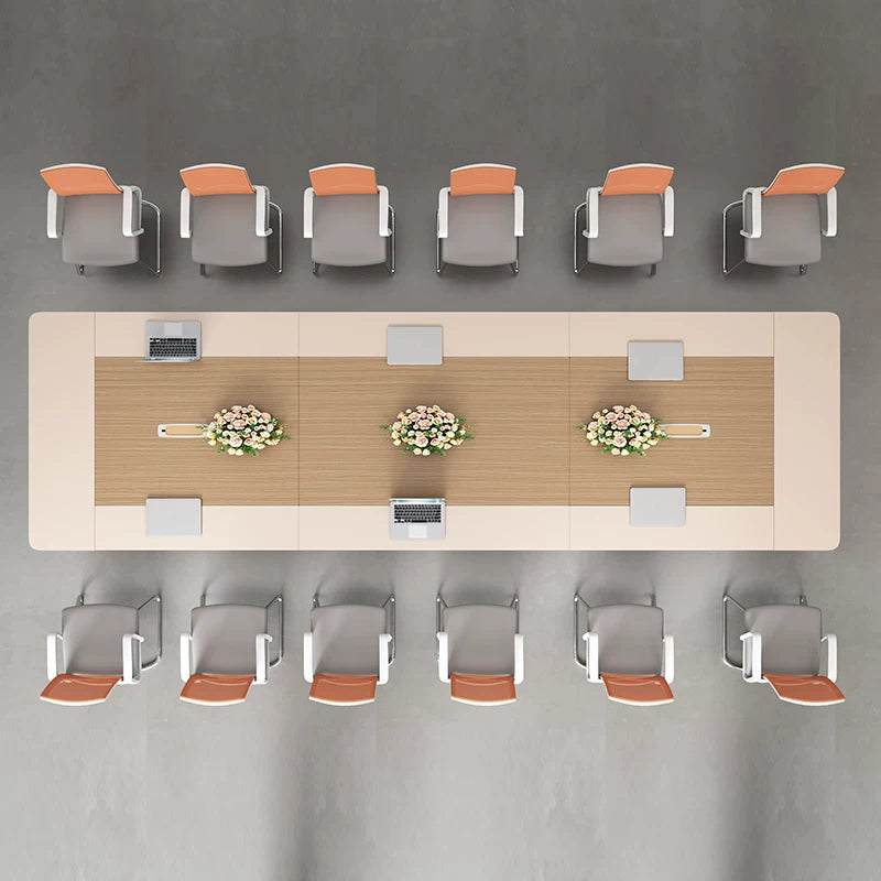 ArvionFurn Large Conference Table, 2.4–7m, 50mm Curved Two-Tone Top & Geometric Leg Meeting Room Table