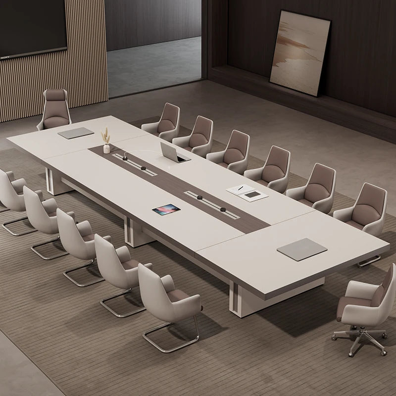 ArvionFurn Luxury Conference Table, 2.2–8m Modern Boardroom Desk with Optional Chairs