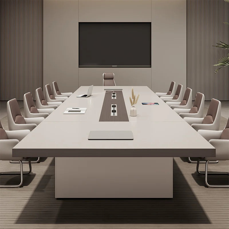 ArvionFurn Luxury Conference Table, 2.2–8m Modern Boardroom Desk with Optional Chairs