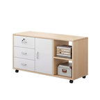 ArvionFurn Mobile Office Storage Cabinet with 1 Door, 3 Drawers & Locking Casters