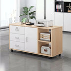 ArvionFurn Mobile Office Storage Cabinet with 1 Door, 3 Drawers & Locking Casters