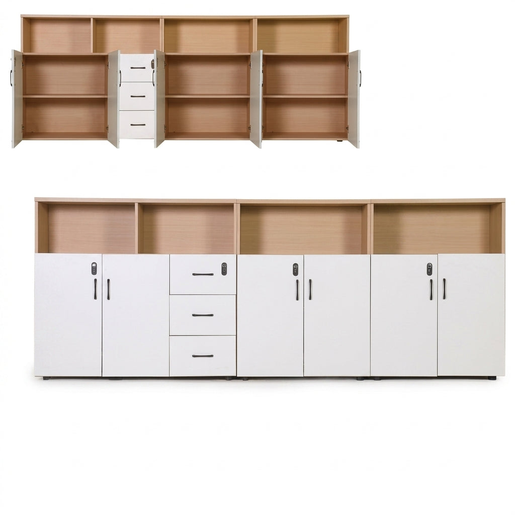Office Low Storage Cabinet Lockable File Cabinet Drawer Unit 120–320cm