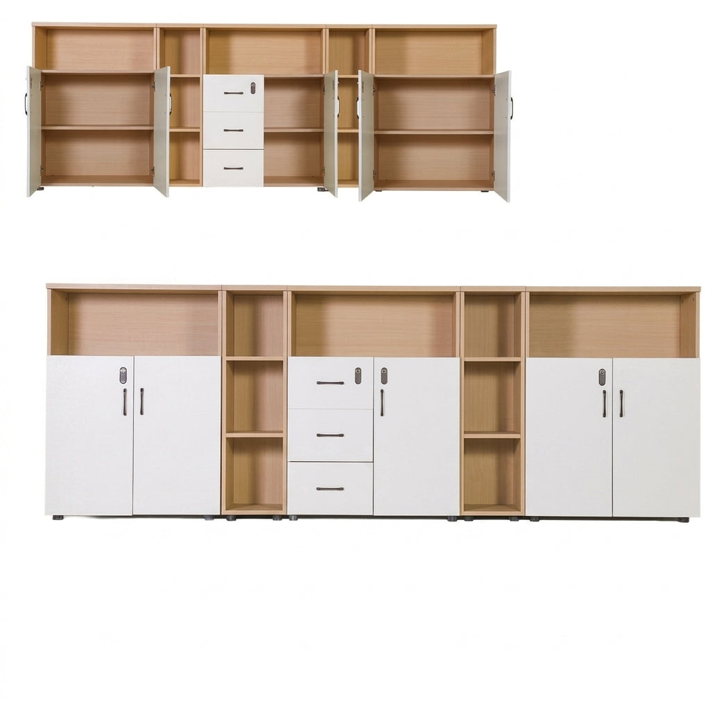 Office Low Storage Cabinet Lockable File Cabinet Drawer Unit 120–320cm