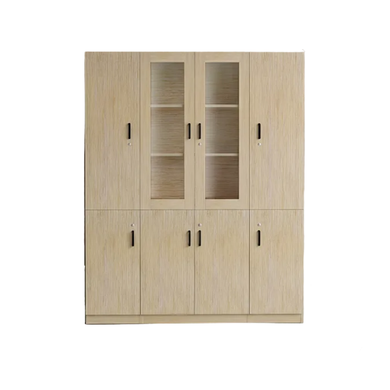 Wood File Cabinet Glass Door Lockable Storage Bookcase 80–480cm