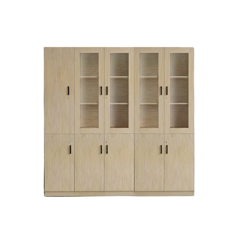Wood File Cabinet Glass Door Lockable Storage Bookcase 80–480cm