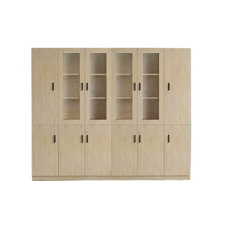 Wood File Cabinet Glass Door Lockable Storage Bookcase 80–480cm