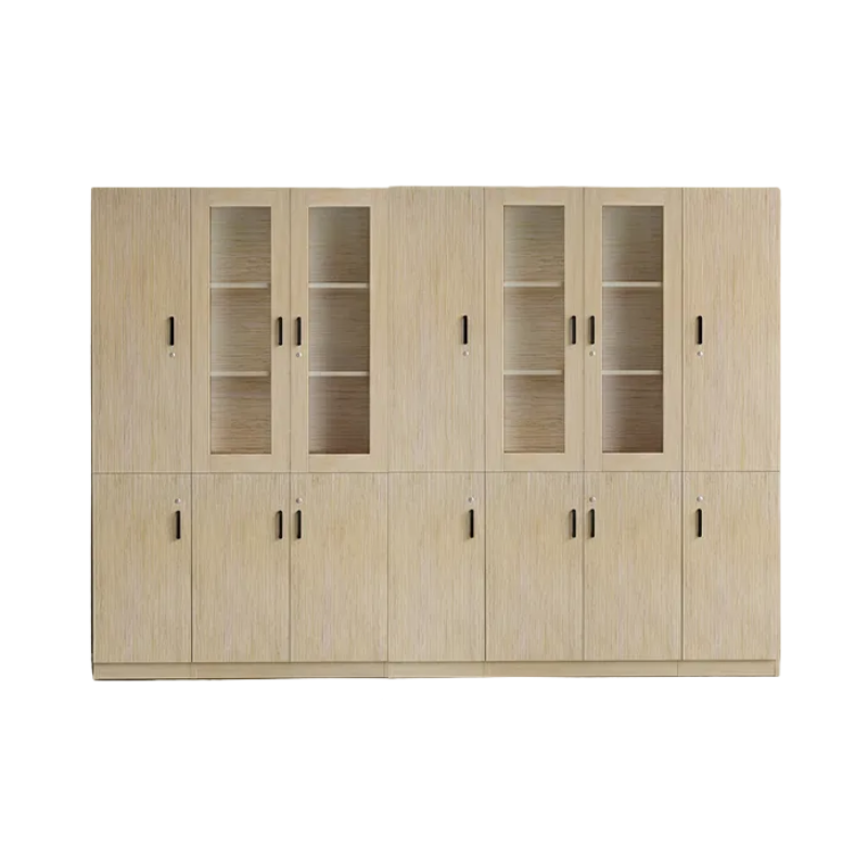 Wood File Cabinet Glass Door Lockable Storage Bookcase 80–480cm