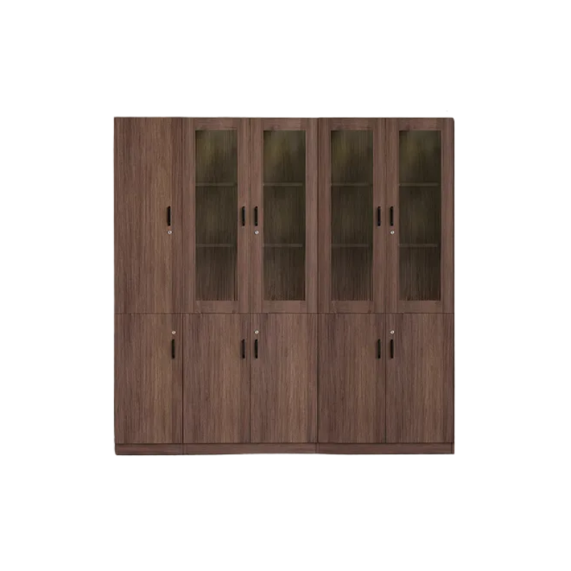 Wood File Cabinet Glass Door Lockable Storage Bookcase 80–480cm