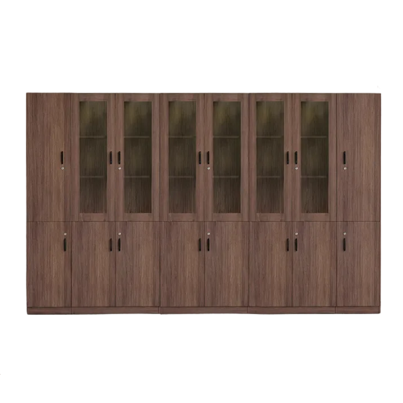 Wood File Cabinet Glass Door Lockable Storage Bookcase 80–480cm